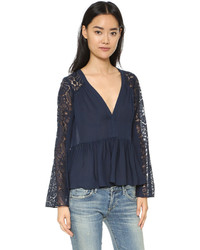 Elizabeth and James Lija Blouse With Lace Sleeves