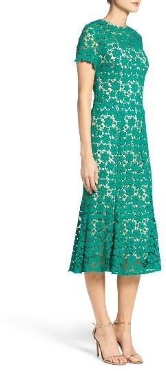 Shoshanna guipure lace top midi dress