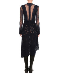 Ermanno Scervino Mixed Lace Long Sleeve Midi Dress