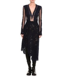 Ermanno Scervino Mixed Lace Long Sleeve Midi Dress