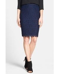 Navy Lace Pencil Skirt