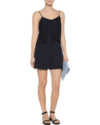 Sandro Payback Embroidered Lace And Crepe Playsuit
