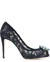Navy Lace Pumps for Women | Lookastic