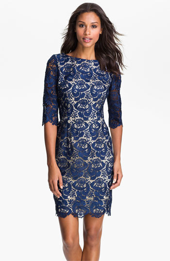 Eliza J Embroidered Lace Overlay Sheath Dress, $178 | Nordstrom 