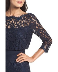 Tadashi Shoji Pleat Waist Lace Blouson Dress