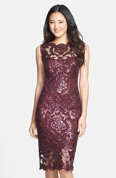 tadashi shoji sequin illusion dress