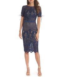 Tadashi Shoji Tie Sleeve Lace Sheath Dress