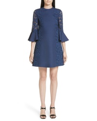 Valentino Lace Crepe Couture Bell Sleeve Dress