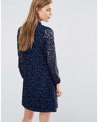 Yumi Long Sleeve Lace Shift Dress With Bow Detail