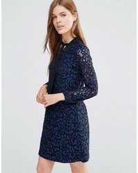 Yumi Long Sleeve Lace Shift Dress With Bow Detail