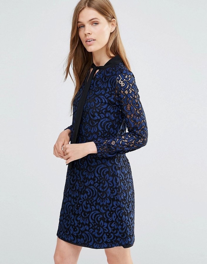 lace shift dress with sleeves