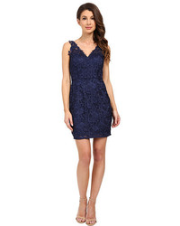 Aidan Mattox V Neck All Over Lace Cocktail Dress