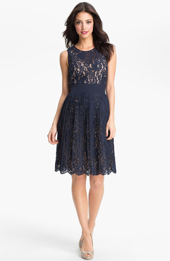 eliza j fit and flare dress navy