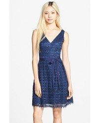 Adrianna Papell Hailey By Sequin Lace Fit Flare Dress