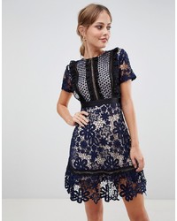 Liquorish Lace Mini Dress With Contrast Lining
