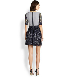Carven Lace Overlay Gingham Dress