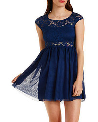 Charlotte Russe Lace Tulle Skater Dress