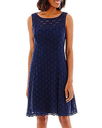 Ronni Nicole Rn Studio By Sleeveless Stretch Eyelet Lace Fit And Flared Dress
