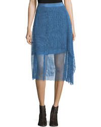 Diane von Furstenberg Draped Lace A Line Midi Skirt