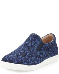 Navy Lace Slip-on Sneakers