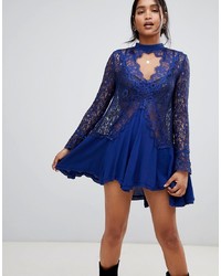 Navy Lace Swing Dress