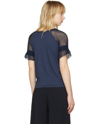 See by Chloe See By Chlo Blue Lace Sleeve T Shirt