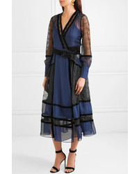 Diane von Furstenberg Forrest Med Silk Chiffon And Lace Wrap Dress