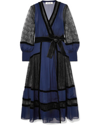 Diane von Furstenberg Forrest Med Silk Chiffon And Lace Wrap Dress