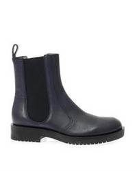 Jil Sander Navy Leather Ankle Boots