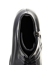 Jil Sander Navy Patent Leather Ankle Boots