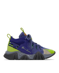 Versace Blue And Green Squalo Hiker Sneakers