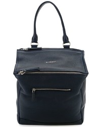 Navy Leather Backpack