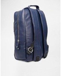 Asos Brand Smart Leather Backpack In Navy