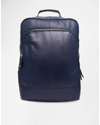 Asos Brand Smart Leather Backpack In Navy