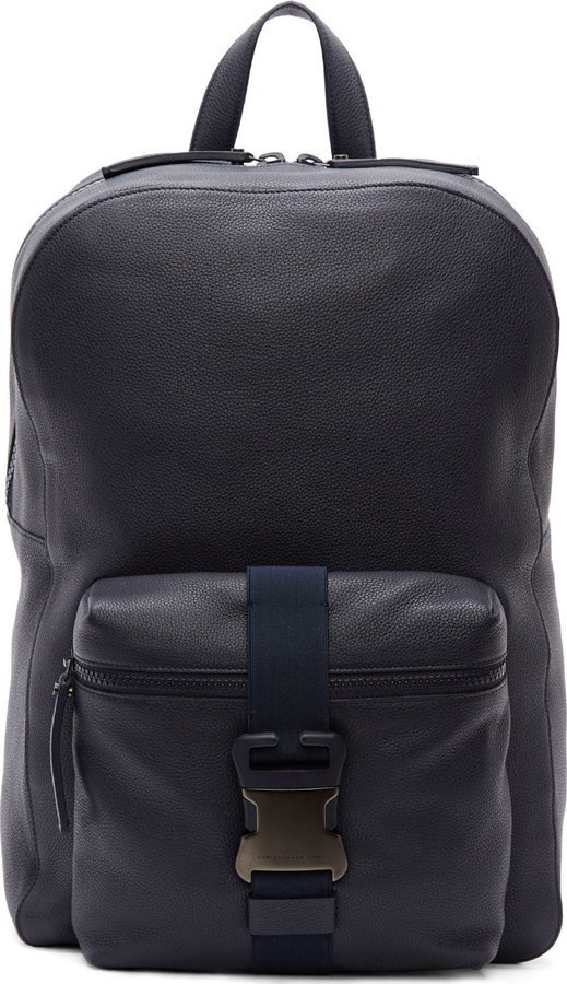 Christopher Kane Navy Grained Leather Safety Buckle Backpack | Where to ...