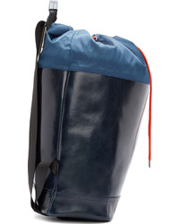 Kris Van Assche Krisvanassche Navy Leather Drawstring Backpack