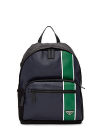 Prada Navy And Green Leather Backpack