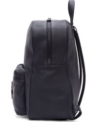 Christopher Kane Navy Grained Leather Safety Buckle Backpack