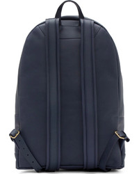 Pb 0110 Navy Blue Leather Large Backpack