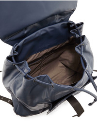 Bottega Veneta Woven Leather Backpack Navy Blue
