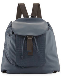 Bottega Veneta Woven Leather Backpack Navy Blue