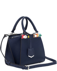 Fendi 3jours Petite Leather Satchel Bag Blue