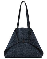 Akris Ai Medium Reversible Shoulder Bag Dark Blue