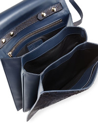 Jason Wu Charlotte Origami Python Leather Handbag Navy
