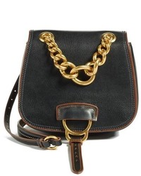 Miu Miu Dahlia Goatskin Leather Saddle Bag Black