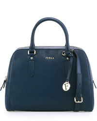 Furla Elena Medium Leather Satchel Bag Navy