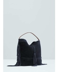 Mango Outlet Leather Hobo Bag