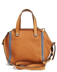 Tory Burch Mini Whipstitch Leather Satchel Brown