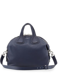 Givenchy Nightingale Medium Waxy Leather Satchel Bag Navy