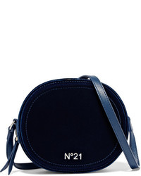 No.21 No 21 Velvet And Leather Shoulder Bag Midnight Blue